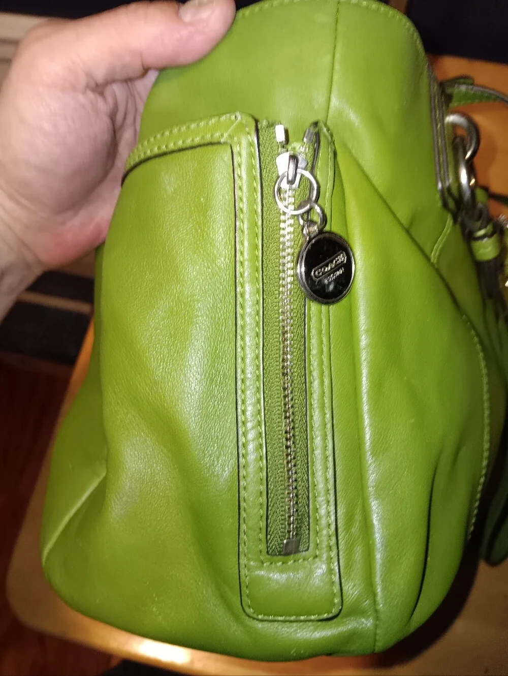 Coach Green Leather Gallery Zip Tote Bag